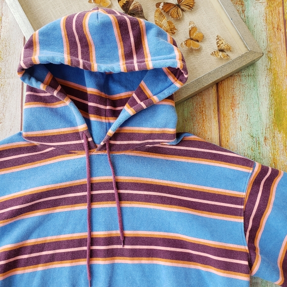 Out From Under Striped Cropped Hoodie Sweatshirt L - Picture 6 of 8